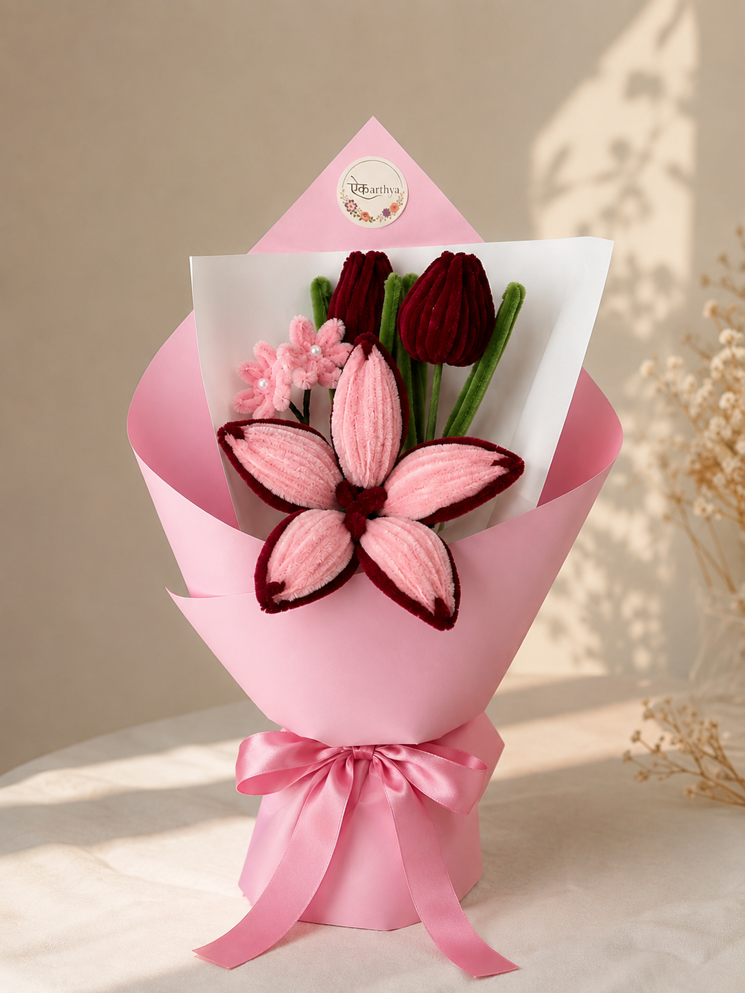 Cherry Blossom Tulips Baby's Breath Bouquet